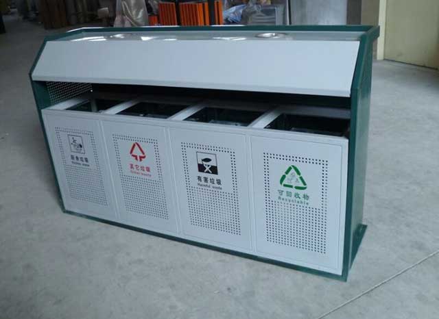 戶外鋼板四分類(lèi)垃圾桶-欣方圳戶外鋼板四分類(lèi)垃圾桶廠家