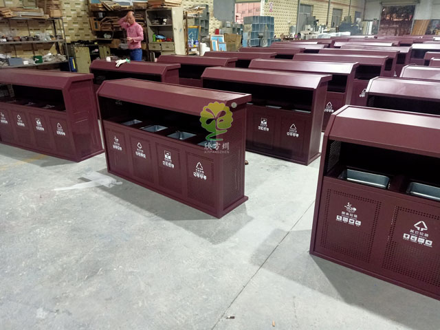 戶外鋼板四分類(lèi)垃圾桶-欣方圳戶外鋼板四分類(lèi)垃圾桶廠家