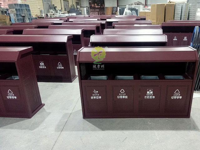 戶外鋼板四分類(lèi)垃圾桶-欣方圳戶外鋼板四分類(lèi)垃圾桶廠家